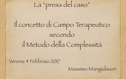 (Italiano) Verona Seminario “La presa del caso: il concetto di campo terapeutico secondo il Metodo della Complessità” video integrale